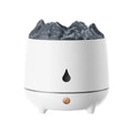 Volcano mountain-shaped humidifier in black colour with USB cable connection and mist output