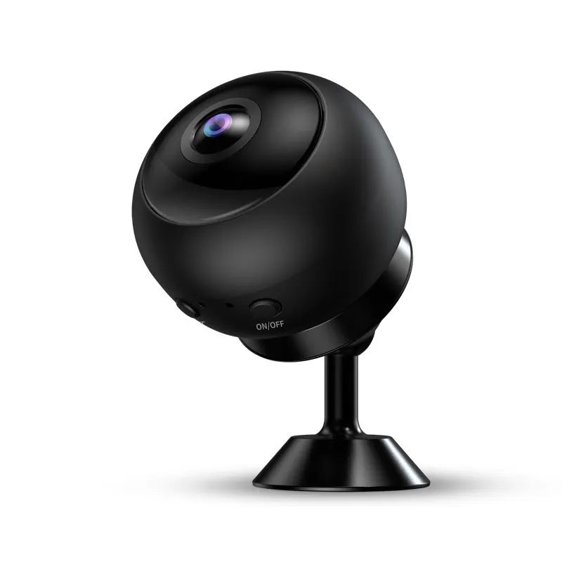 White or black 1080p wireless WIFI security camera with a 3.6° lens on an ABS plastic housing.