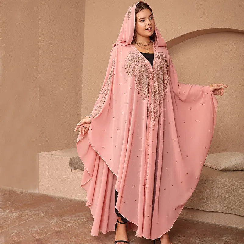 Muslim style chiffon shawl with rhinestone beading in multiple colour options