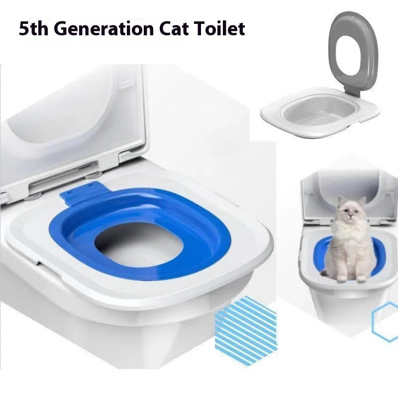 Fifth generation cat toilet trainer tray in ABS plastic shown in blue colour option