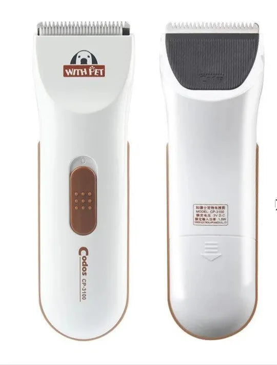 White pet grooming electric clipper with ceramic blade for dog and cat hair removal