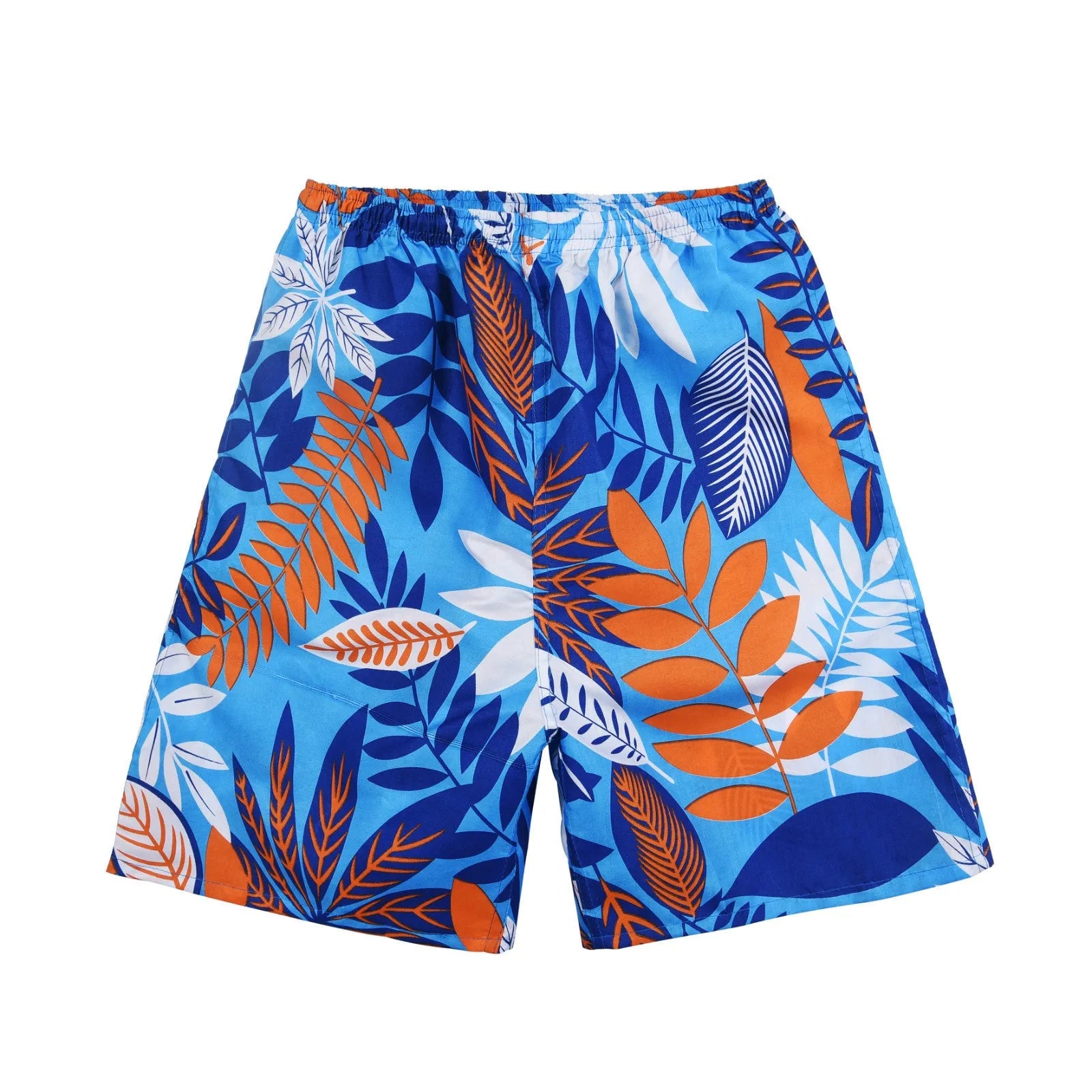Men's floral print swimming trunks in polyester fabric with five-point cut