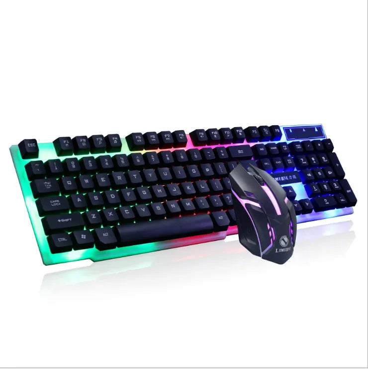 Limei GTX300 mechanical gaming keyboard and mouse set with backlit keys in black and white colour option