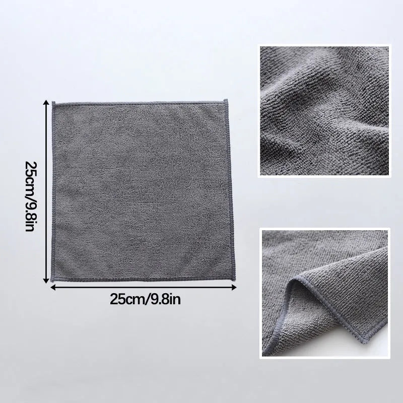 Grey microfiber kitchen cleaning cloth 25cm by 25cm for oil and decontamination