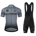 Loop pattern cycling clothing set with short sleeve jersey and matching shorts