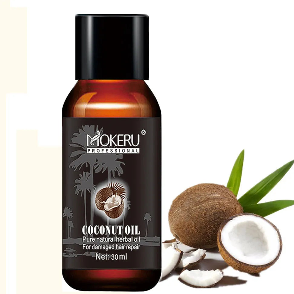 Coconut oil hair repair treatment for frizz and damage, 30ml, white packaging