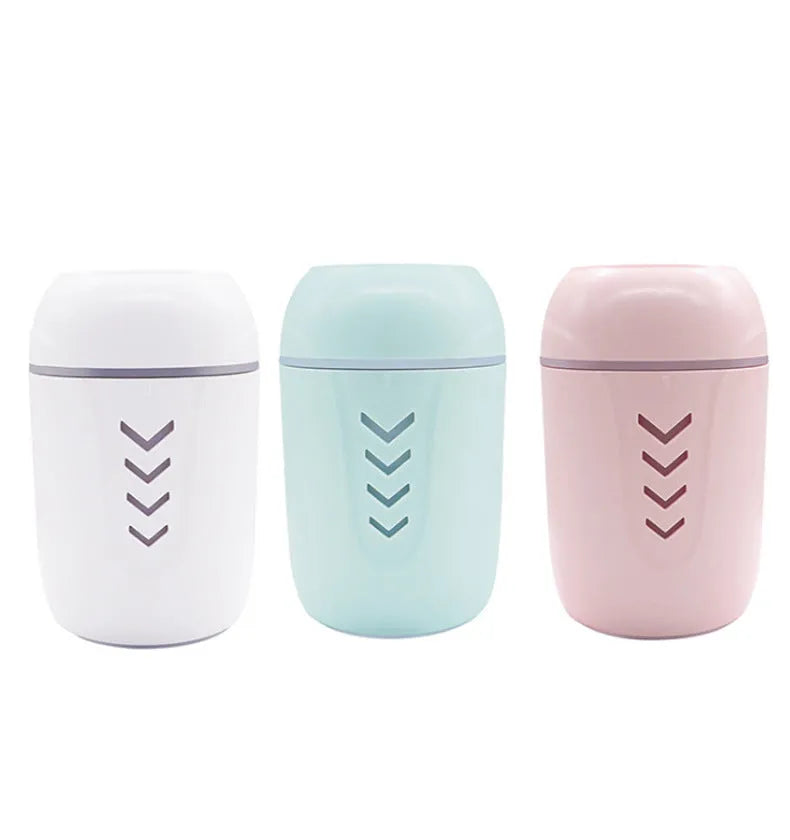 X3 portable car humidifier with columnar design in blue colour showing USB port and mist outlet