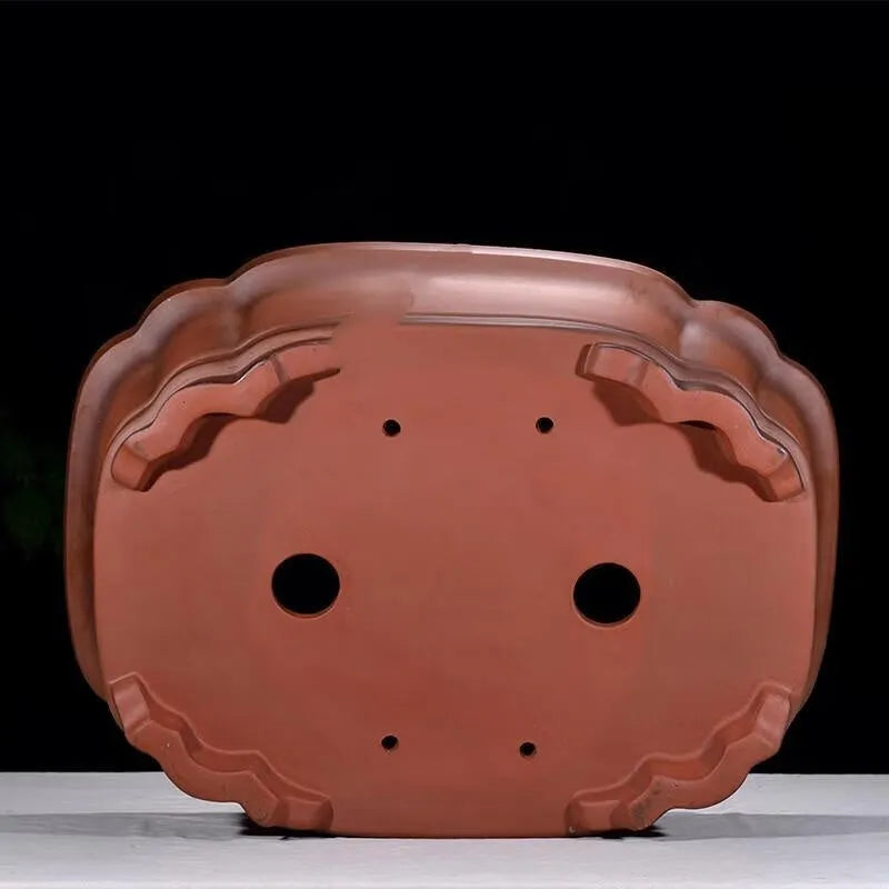 Large rectangular antique finish purple clay flowerpot for bonsai and large plants.