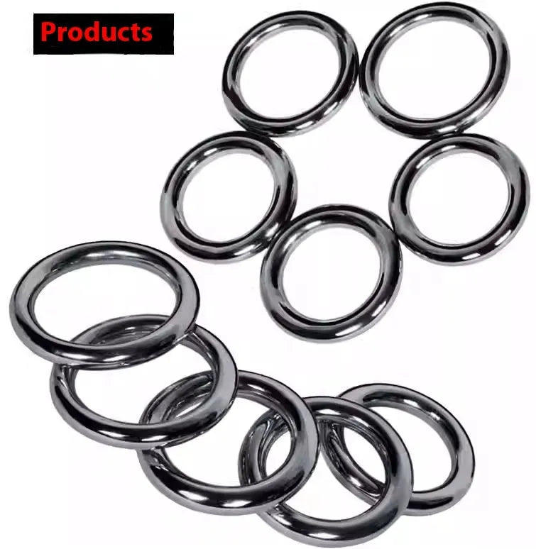 Carbon steel Wing Chun training ring for Iron Arm Skill on a plain background, showing three size options.