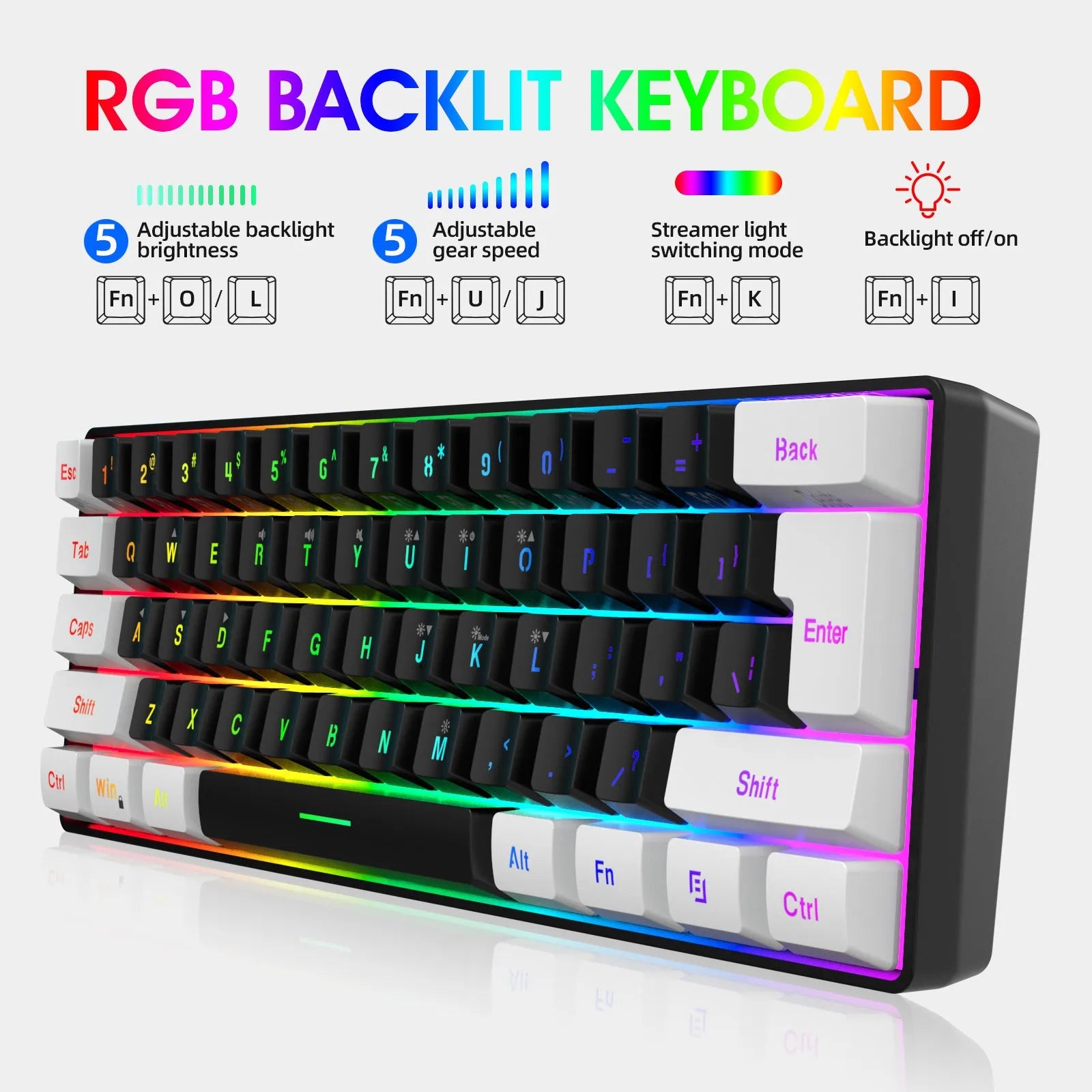 V700WB white and black backlit gaming keyboard and mouse combo with data cable