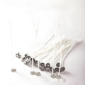 White cotton candle wicks for DIY candle making in three lengths with bulk pack options