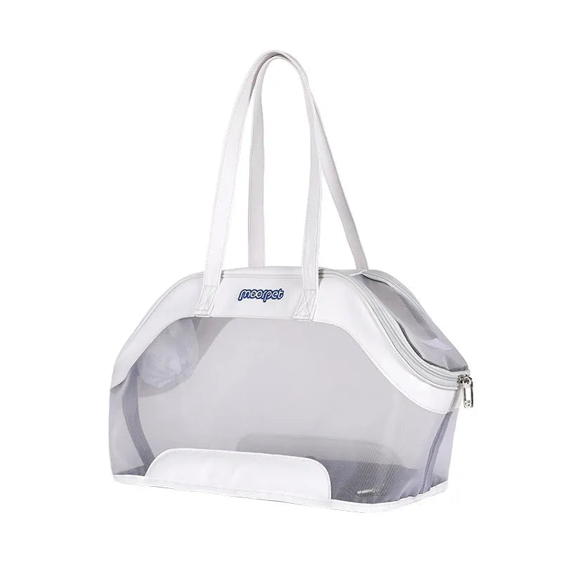 MOORPET leather cat carrier bag in a solid colour with 25-litre capacity.