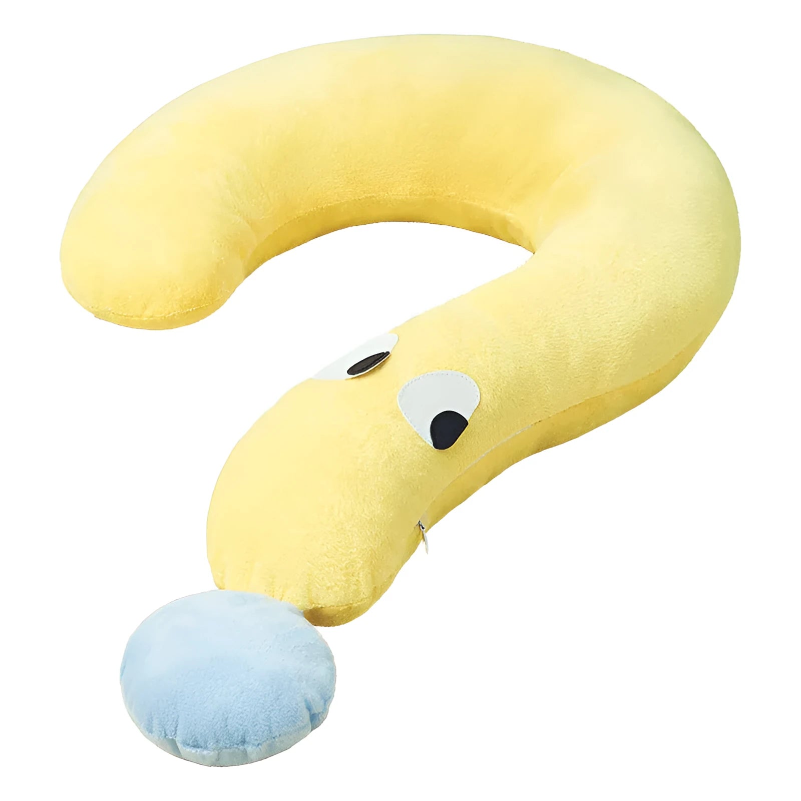 Blue and yellow rectangular pet sleeping pillow for cats and dogs on a white background.