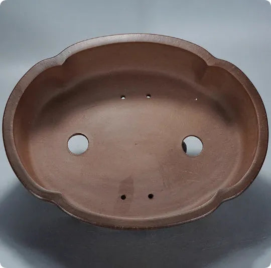 Classical rectangular purple clay flower pot for plants, 50 cm long, 39 cm wide, 16 cm high.