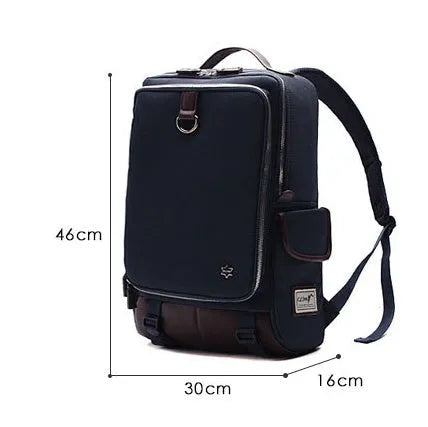 Modern Korean design Oxford cloth men's backpack in army green colour showing large capacity.