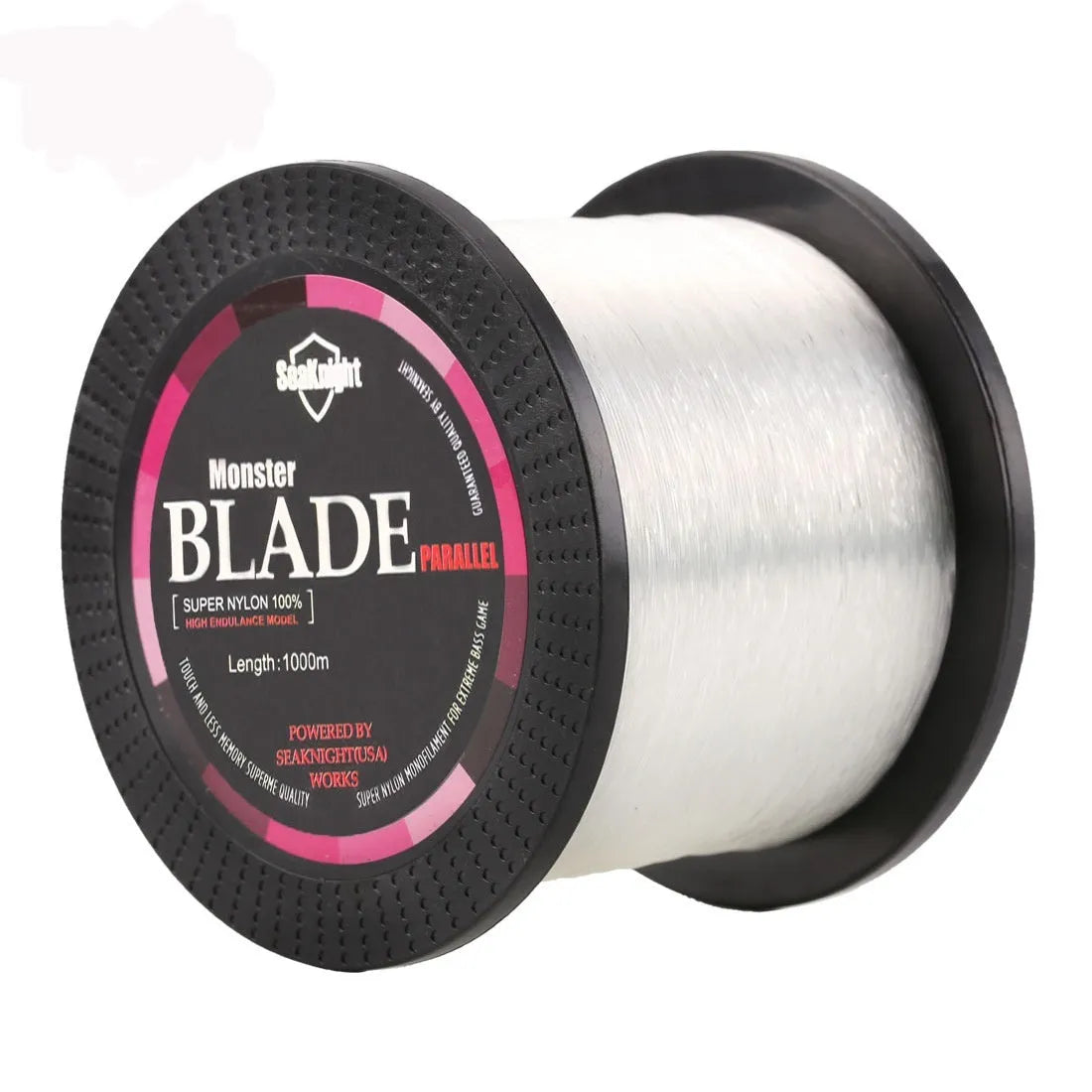 A spool of Seaknight monofilament nylon fishing line in one of five colours, showing the line size label.