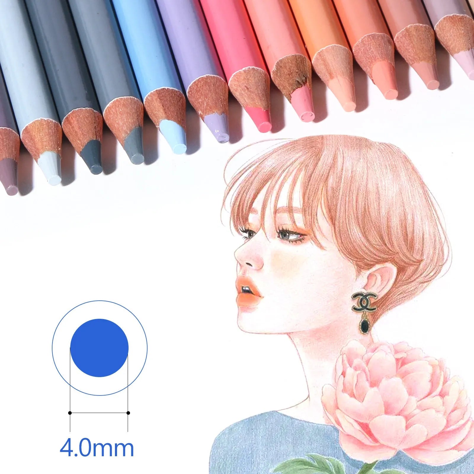 24 skin colour pencils for portrait drawing in a round iron tin box