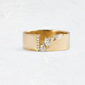 Gold-coloured women's ring with zircon accents on copper base, showing electroplated finish and personality style design.