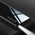 20000mAh LCD display power bank with dual USB ports in black, red, or white