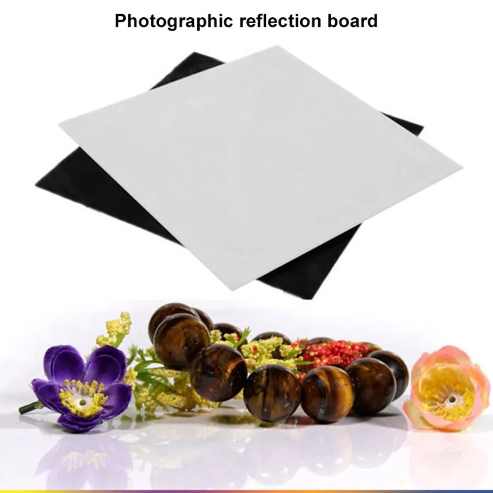 Black and white acrylic shooting reflection board photography background in three square sizes