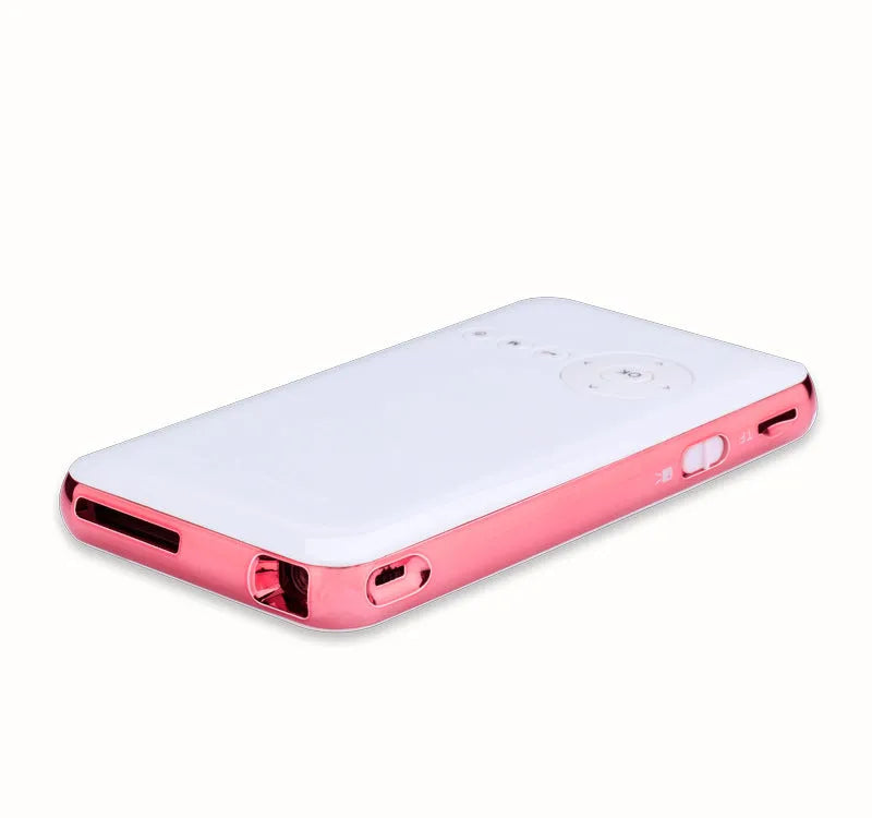 White and rose gold M6S mini portable DLP Android projector with compact dimensions