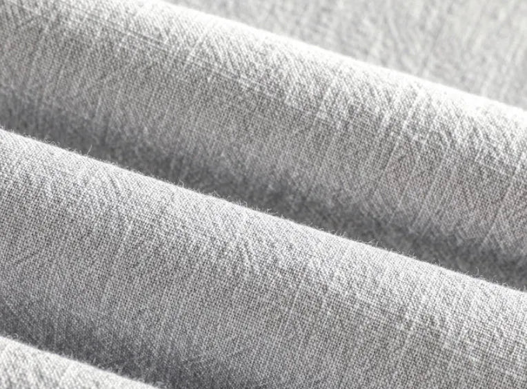 Men's loose fit linen cotton shirt in light grey solid colour