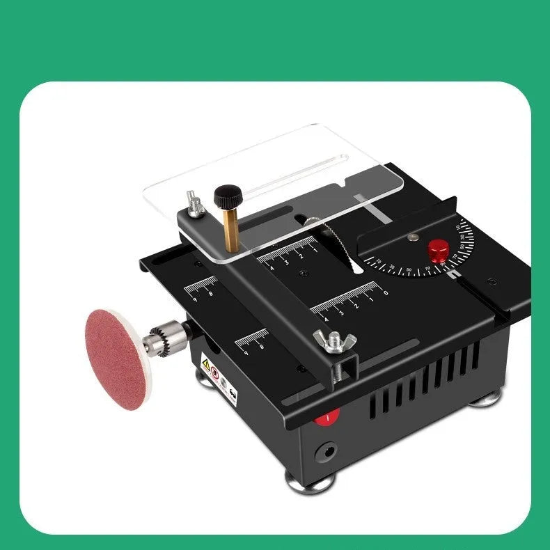 Lithium-ion cordless desktop saw with metal construction for DIY projects