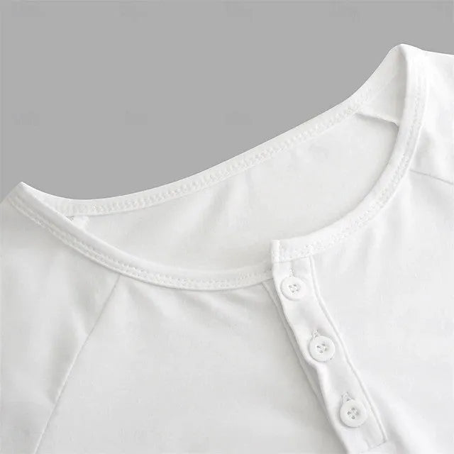 Men's cotton blend Henley collar long sleeve t-shirt in white, black, and navy blue colours