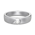 S925 sterling silver heart-shaped couple ring in platinum finish on plain background