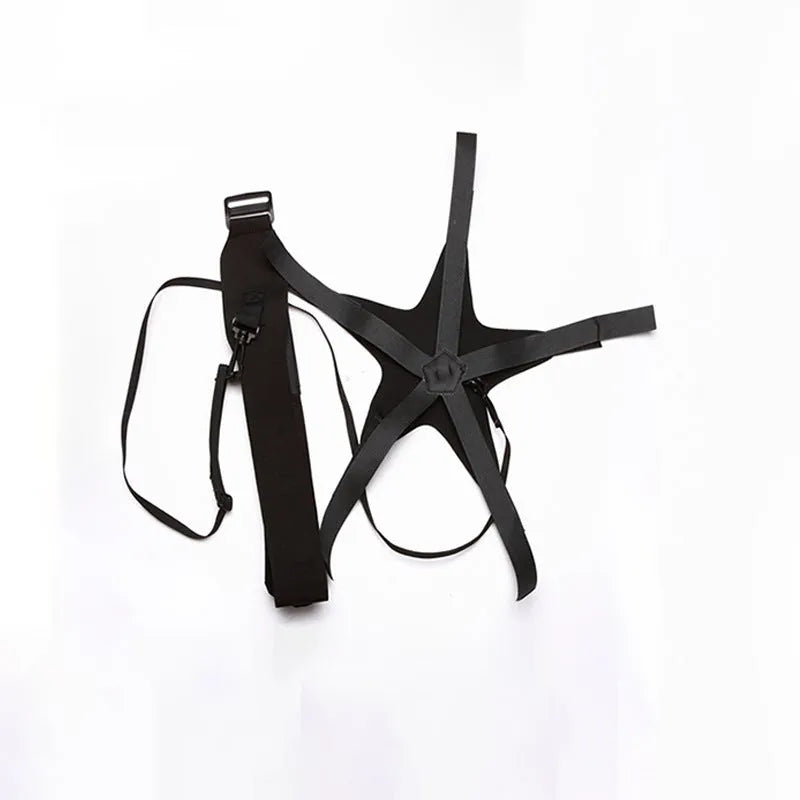 Black football juggling belt with a 2 metre long cord made from diving suit fabric