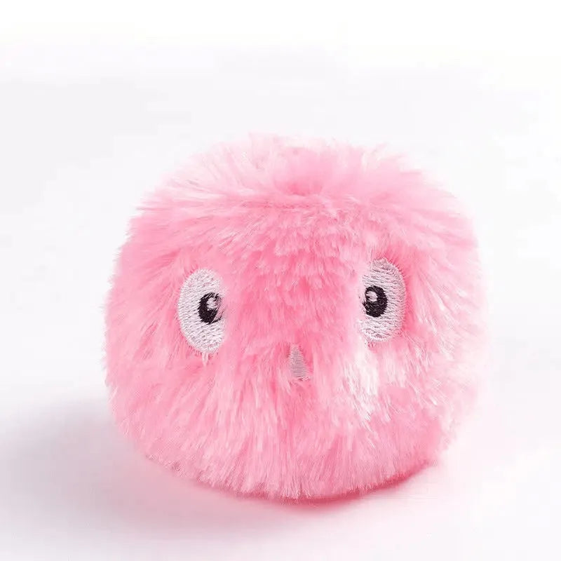 Interactive cat toy ball in blue, pink and yellow colours with animal sounds and touch trigger