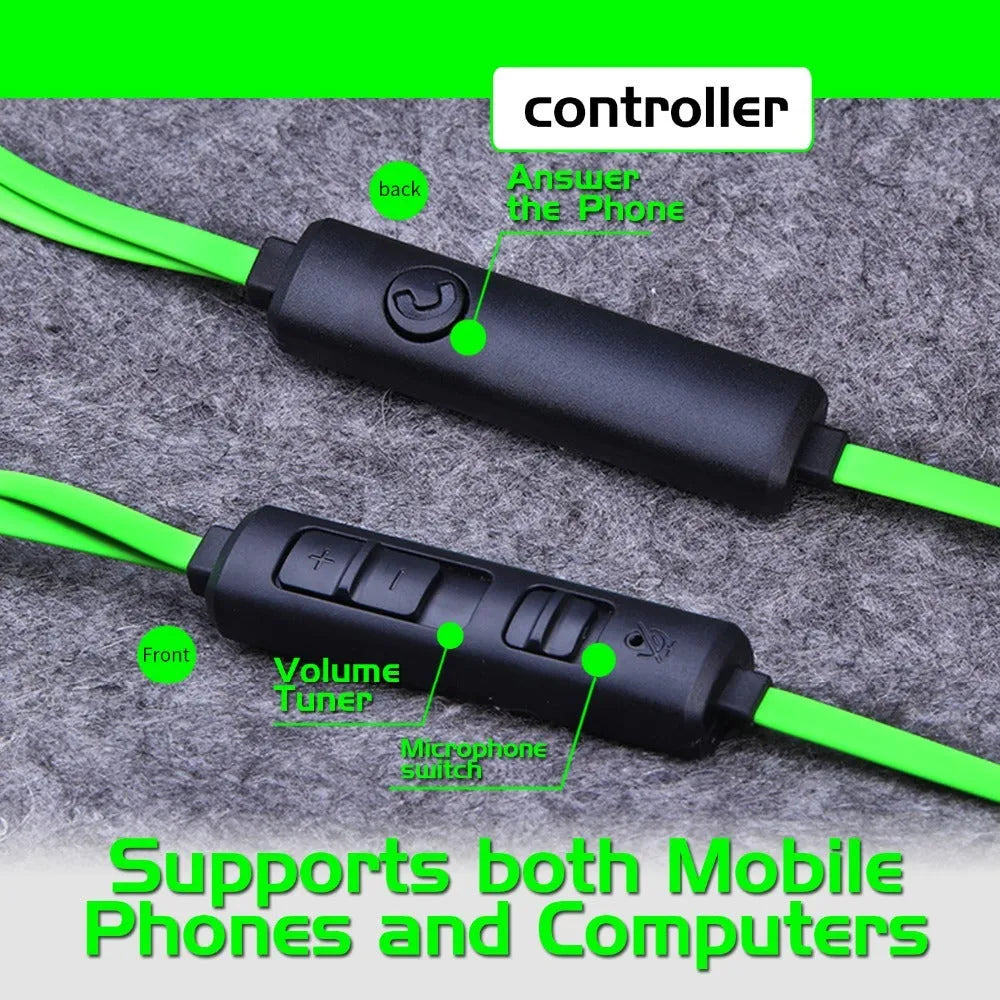 Shuangmai wired in-ear gaming headset for computers in black, green, and red colour options