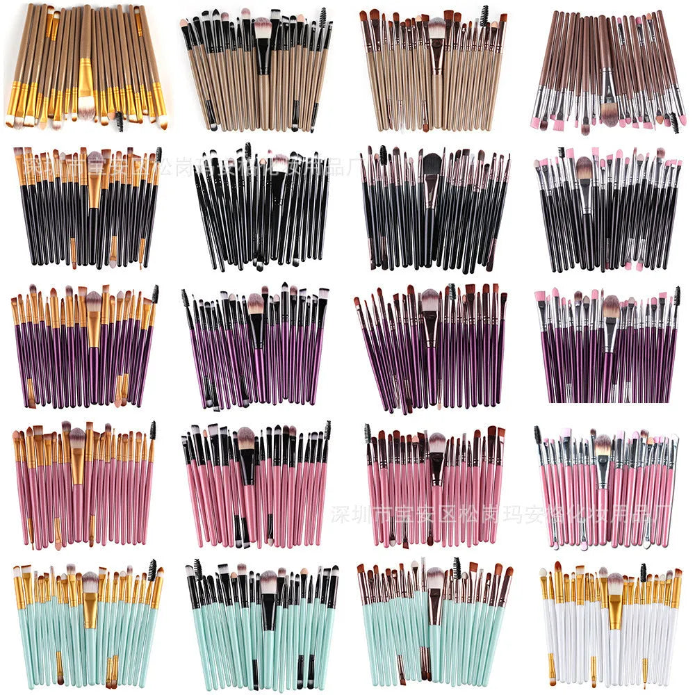 Cosmetic brush kit with nylon bristles and plastic handle, 14cm total length