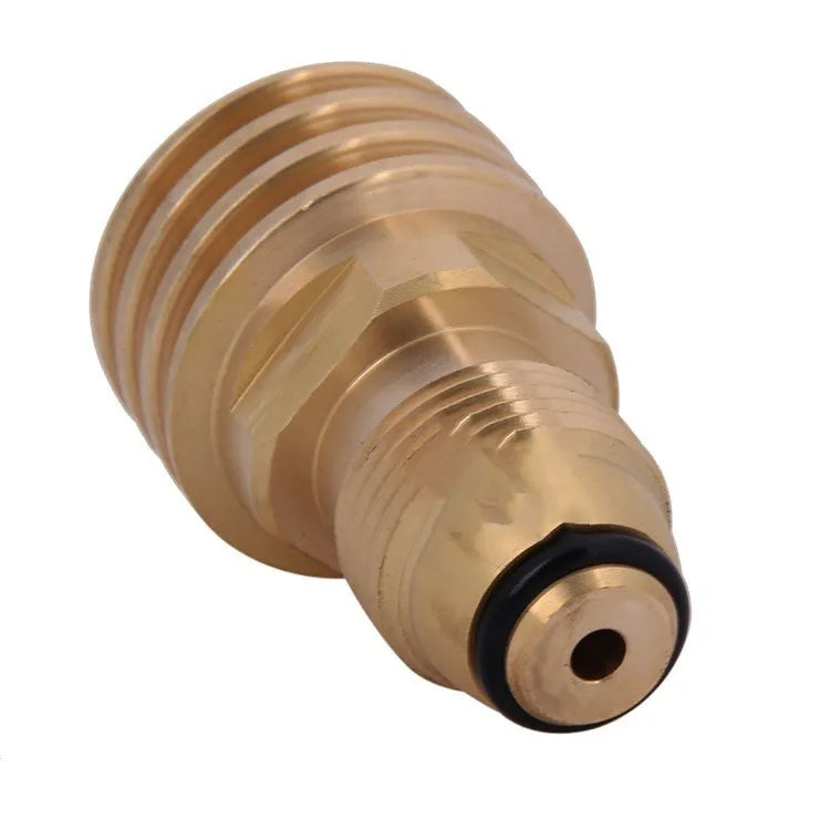 Brass gas brazier adapter with gold finish and 7mm external thread taper