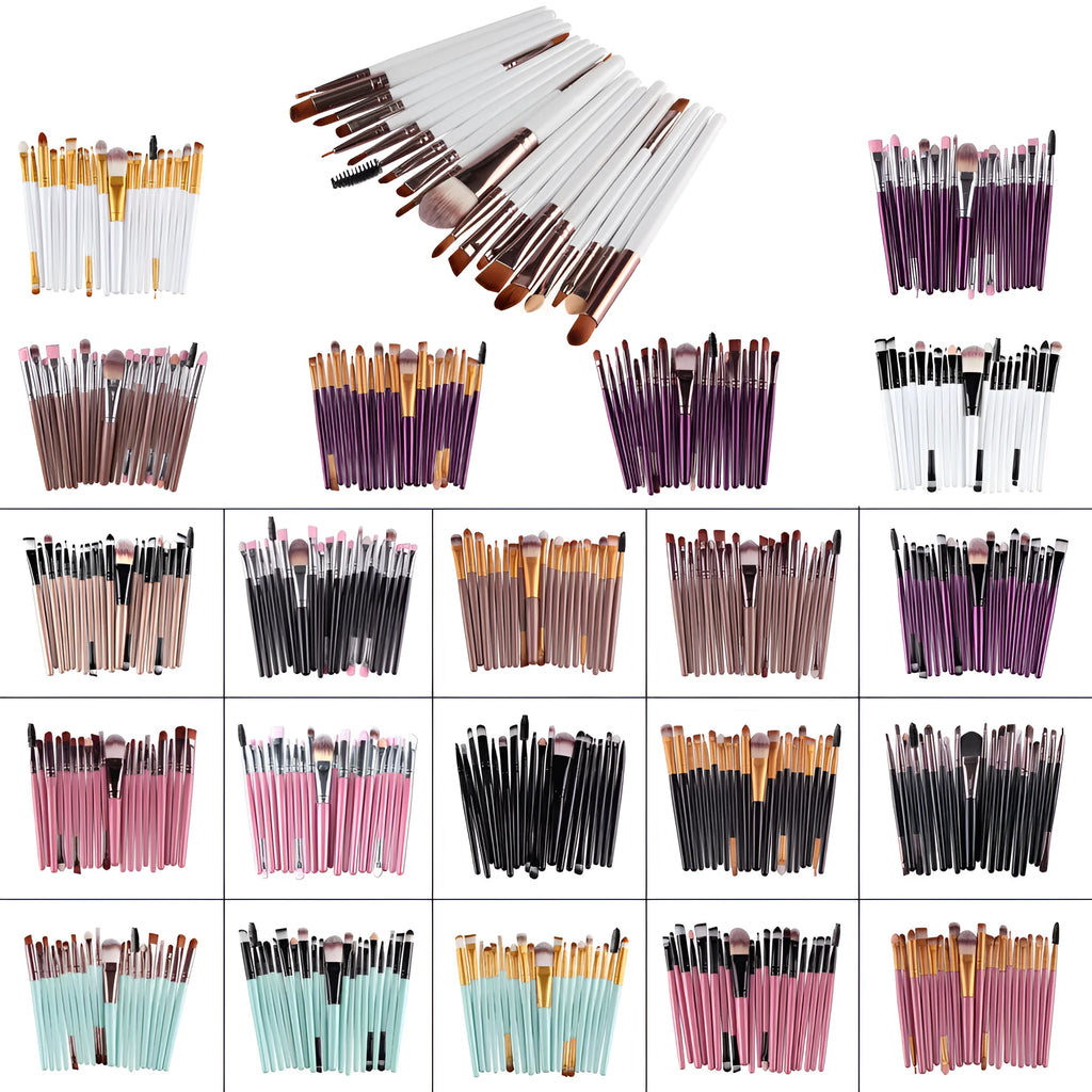 Cosmetic brush kit with nylon bristles and plastic handle, 14cm total length