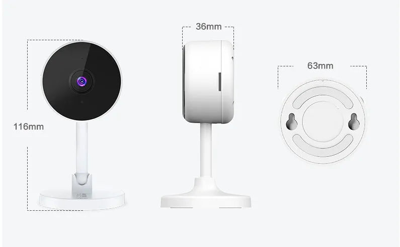 White FLASH FISH gun-style indoor WiFi security camera on a wall.