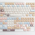 Sea salt cat design PBT keycap set with sublimation printing showing 1.5u space bar and March past supplements