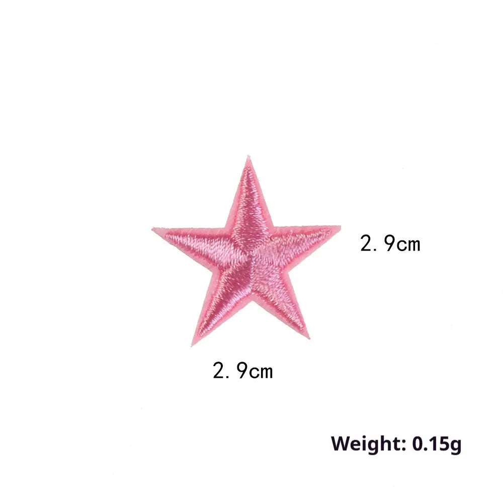 Colourful five-pointed star cloth stickers for DIY clothing and fabric decoration.