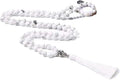 Handmade knotted beaded necklace with 8mm stone beads showing natural colour variations