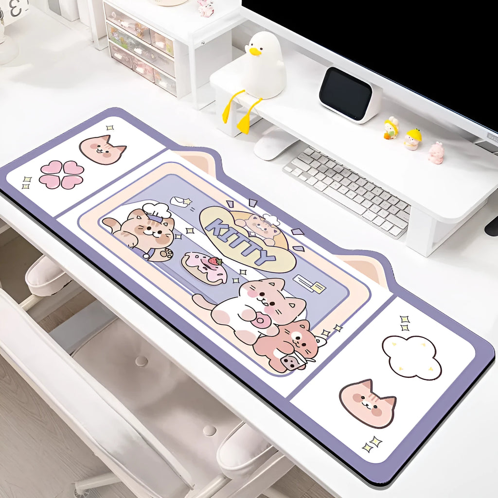 Natural rubber oversized desk pad in solid colour designs on various sized desks