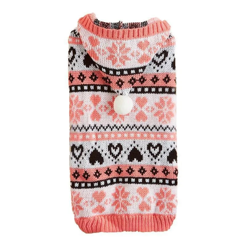 Acrylic knitted dog sweater with snowflake camouflage pattern for small breeds in blue colour