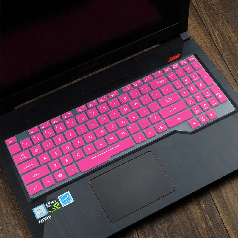ASUS Flight laptop keyboard protective film cover in multiple colour options showing translucent and gradient designs