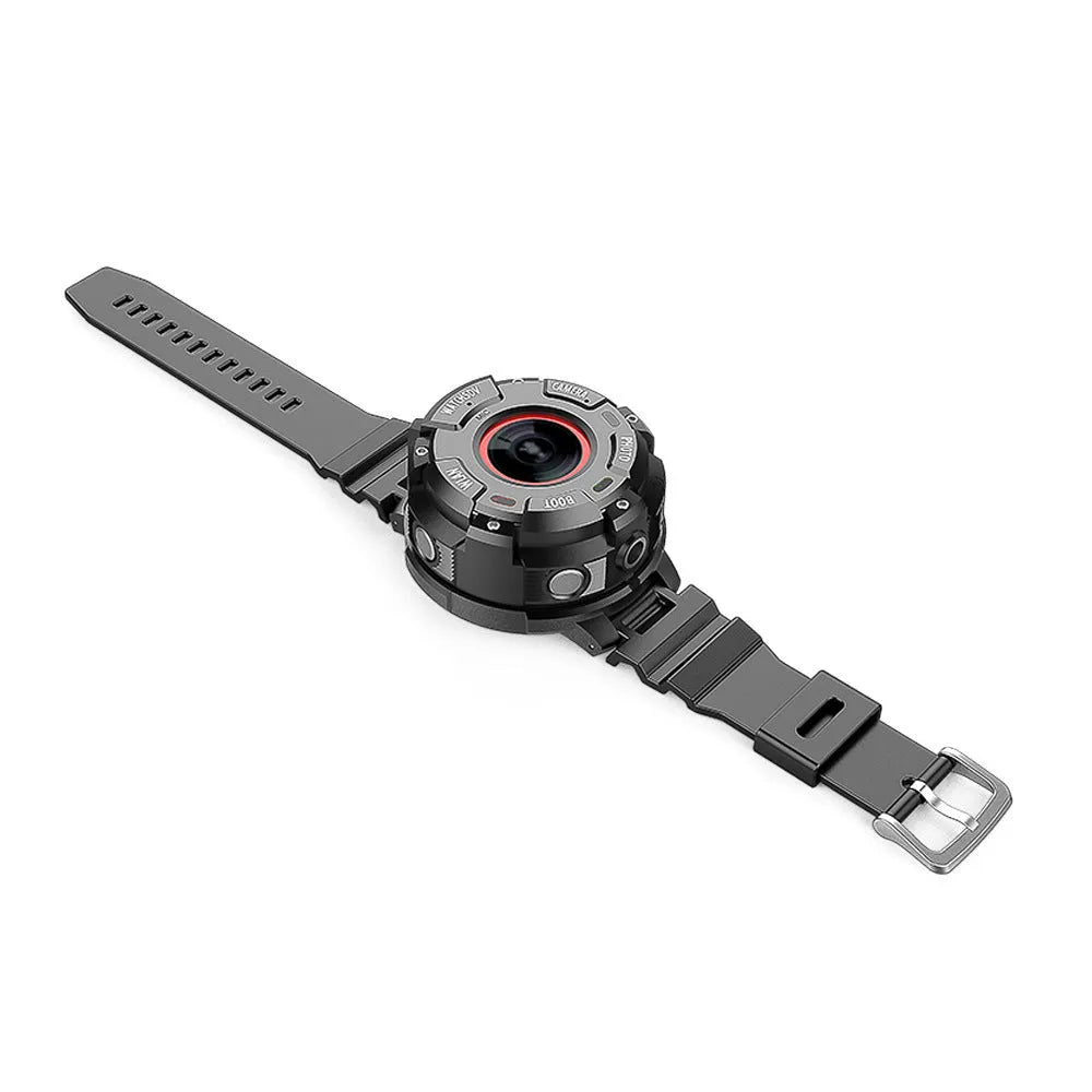 Black waterproof sports digital camera with compact design for active recording