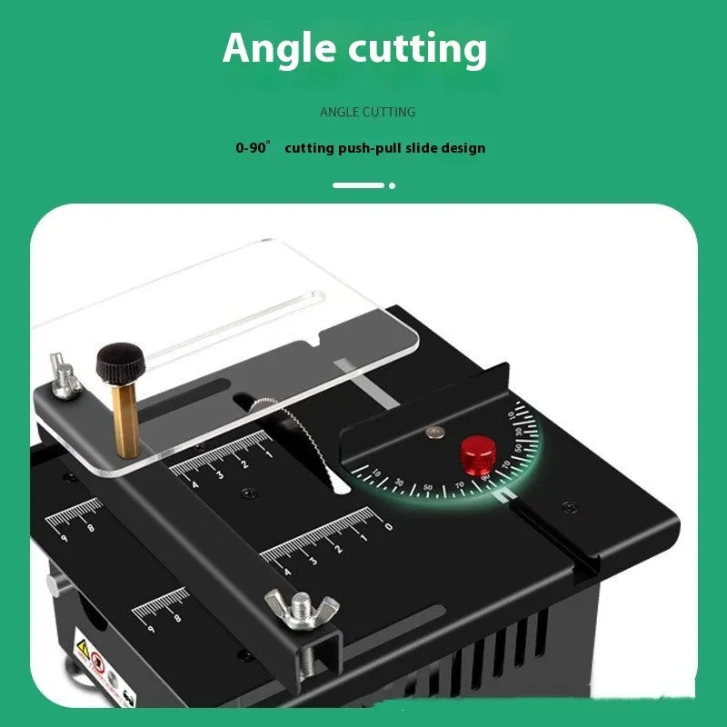 Lithium-ion cordless desktop saw with metal construction for DIY projects