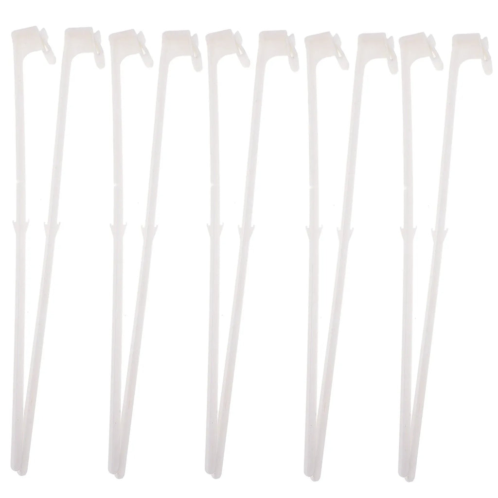 White PP plastic car window flag pole holder and mount clip set with 10 flag poles.