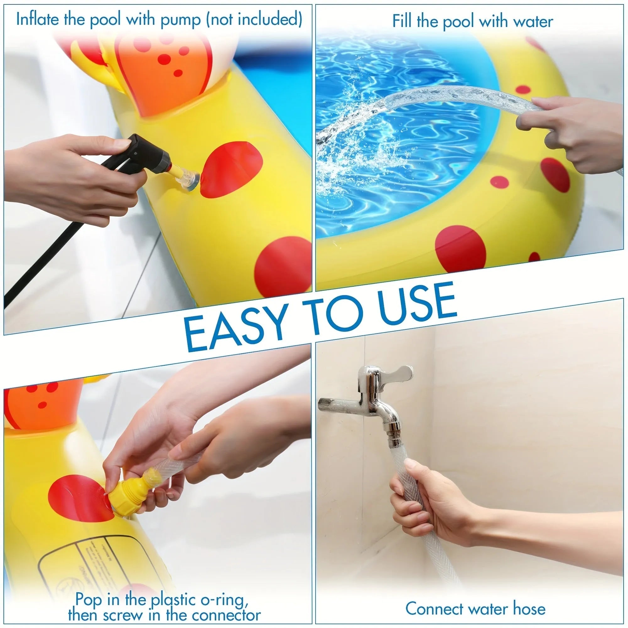 Blue dinosaur shark design inflatable water spray pool measuring 170cm long for children and pets