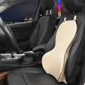 Memory cotton car lumbar support cushion with removable polyester cover in neutral colours.