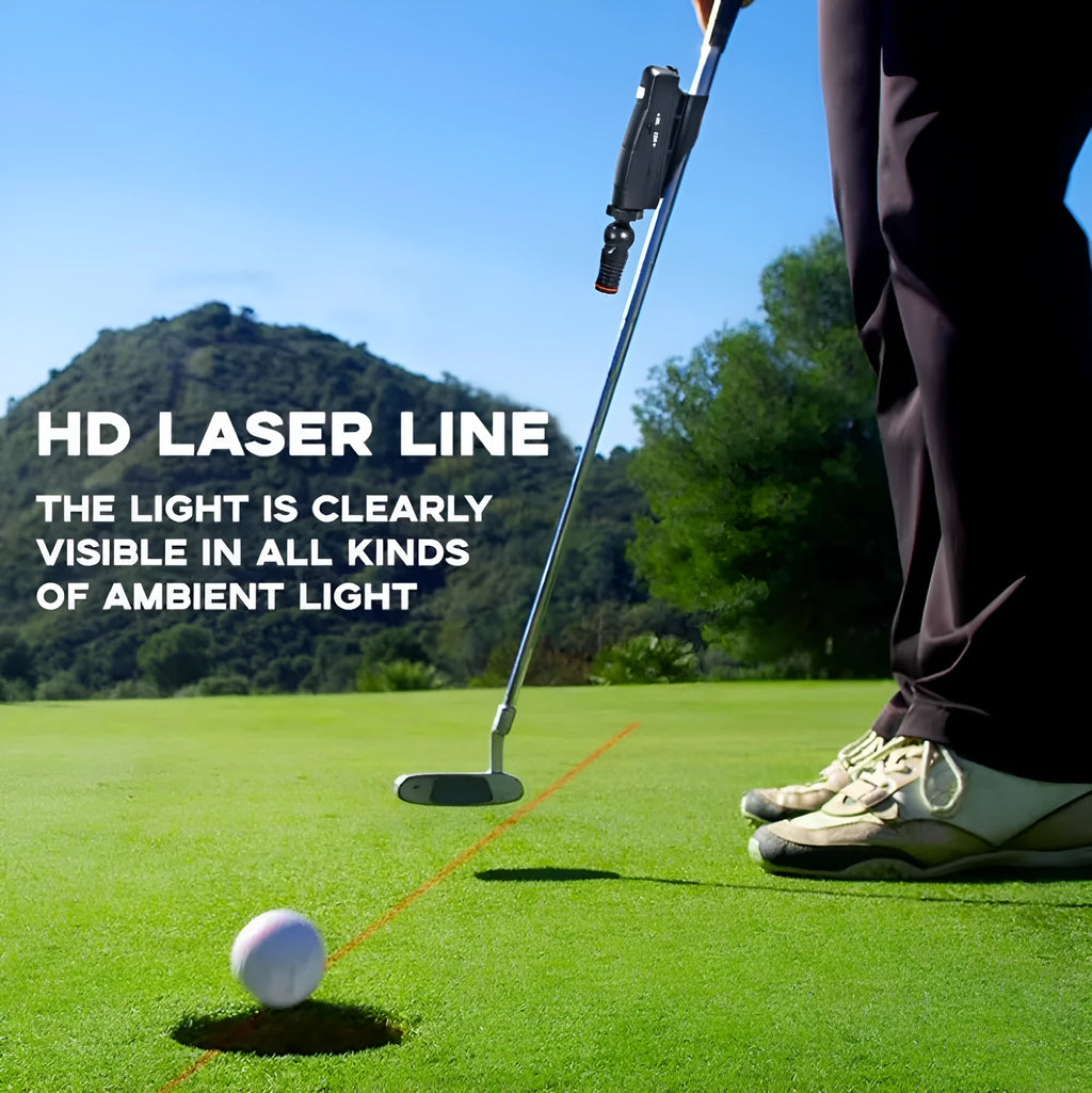 Black golf push rod laser aiming instrument with laser sight for putting alignment practice