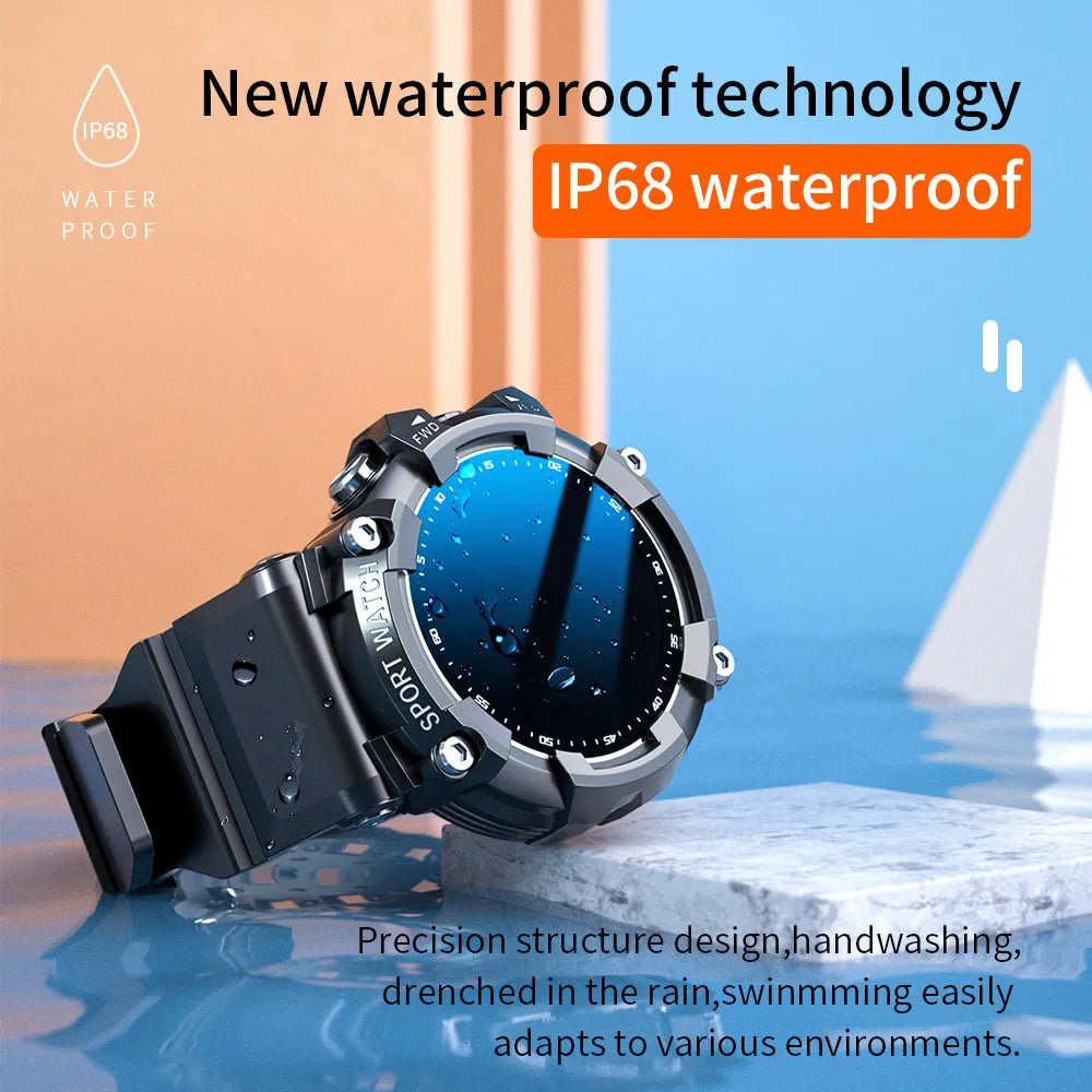 ATTACK 3 IP67 waterproof smartwatch with round colour screen and TPU strap in black, white, or pink