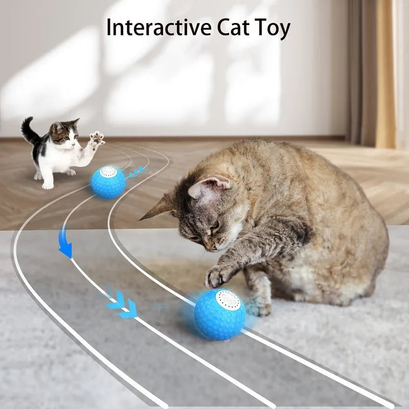 Remote control interactive cat toy with rolling ball and laser pointer in blue colour option
